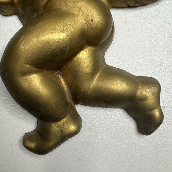 Vintage 2 Cherub Angel Christmas Wall Decoration Gold MCM Hollywood Regency - Picture 10 of 12